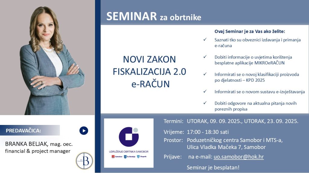 Održan seminar „Novi zakon – fiskalizacija 2.0 i e-račun”